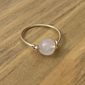 Pink Quartz Gold wire Wrapped ring Women’s Size 8 Handmade